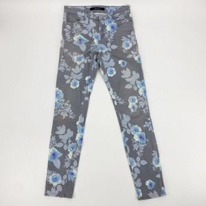 J Brand 620 Super Skinny Jeans Floral Rain Gray Blue Sz 26